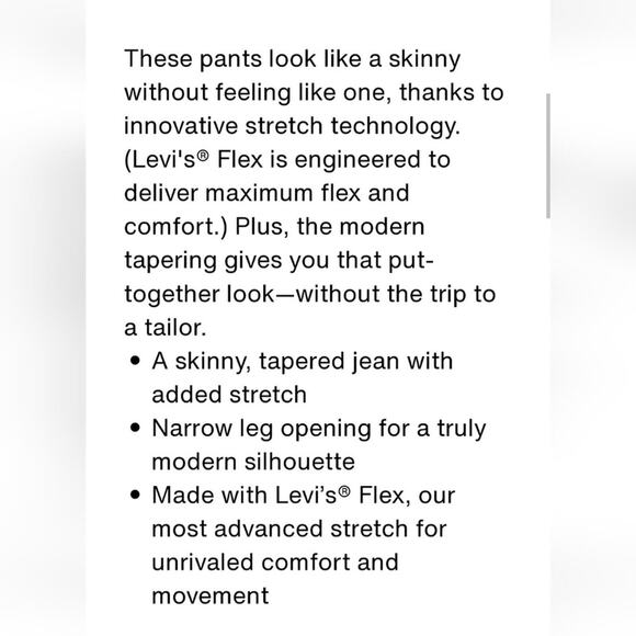 Levi's Premium NWT Eco Performance Flex Straight Taper Blue Jeans 29×32 - Picture 9 of 12